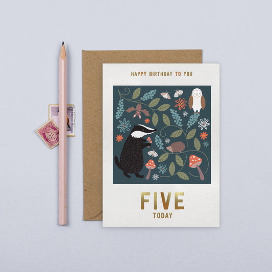 Midnight Garden 5th Birthday Card | Kid's Card | Age Five | default - Muddy Boots Home UK