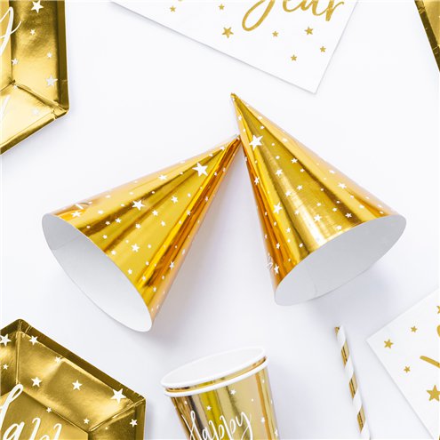 Gold Party Hats With Stars - Muddy Boots Home UK