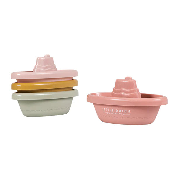 Little Dutch Stackable Bath Boats Pink - Muddy Boots Home UK