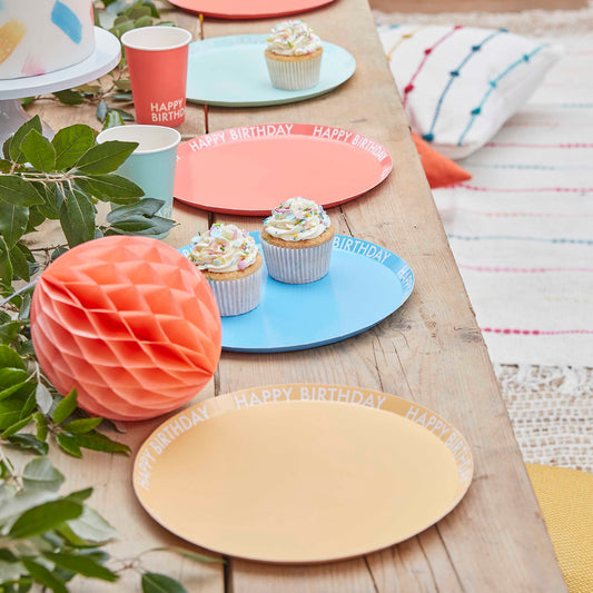 Brights Happy Birthday Paper Plates - Muddy Boots Home UK