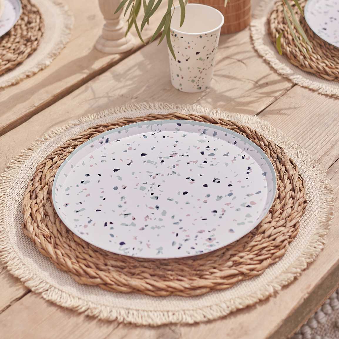 Terrazzo Print Paper Plates - Muddy Boots Home UK