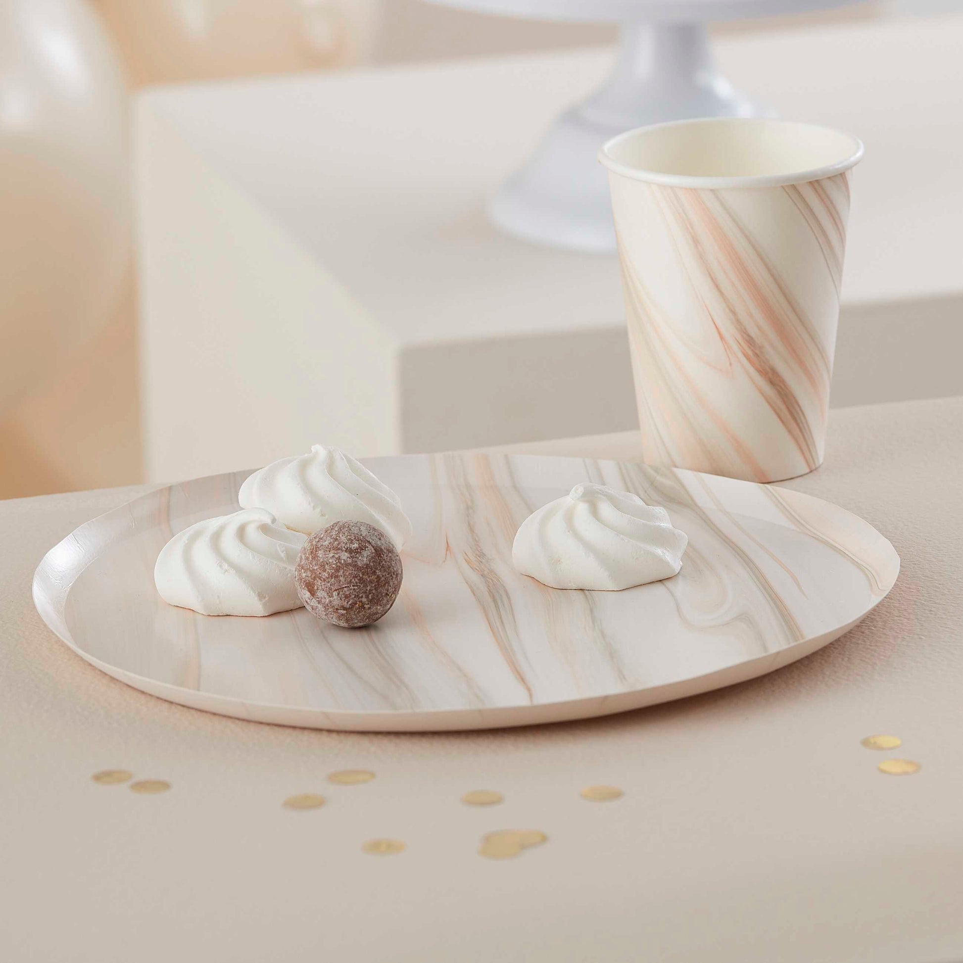 Natural Marble Paper Plates - Muddy Boots Home UK