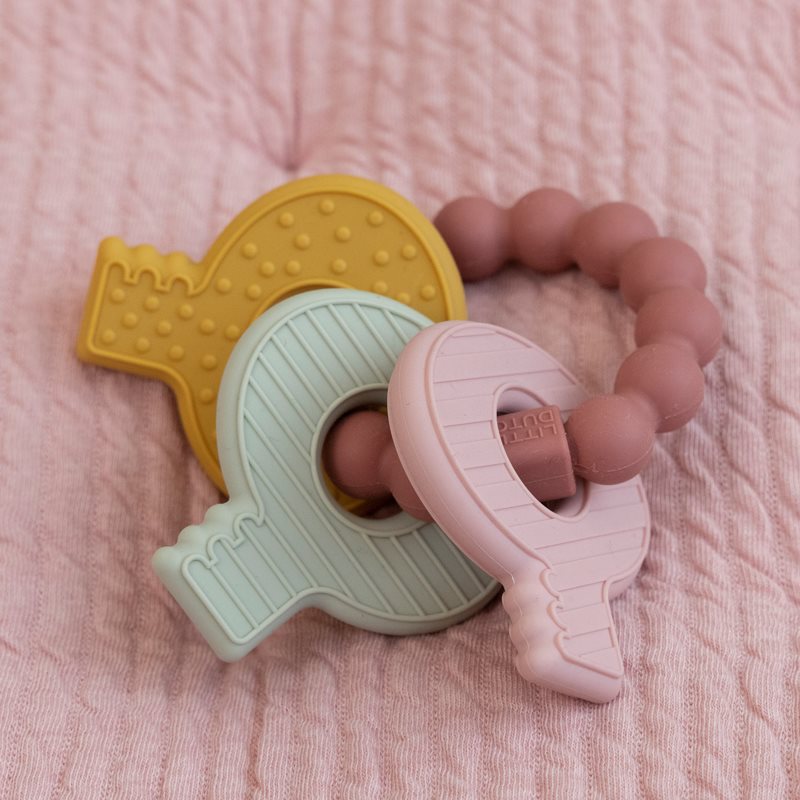 Silicone Teething Toy Keychain - Pink