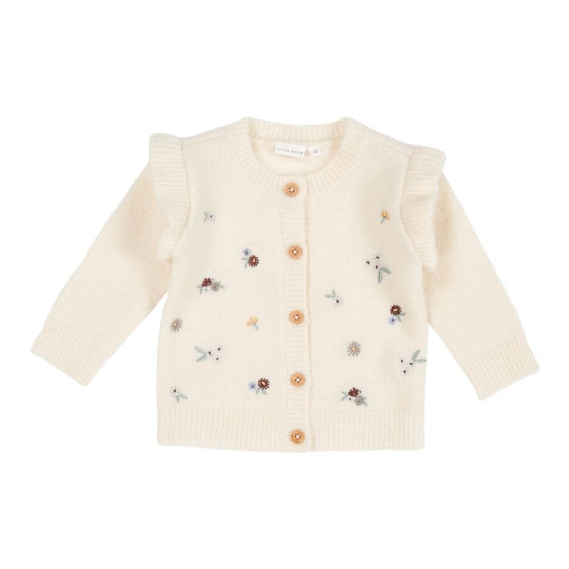 Knitted Cardigan With Embroideries - Soft White - Muddy Boots Home UK