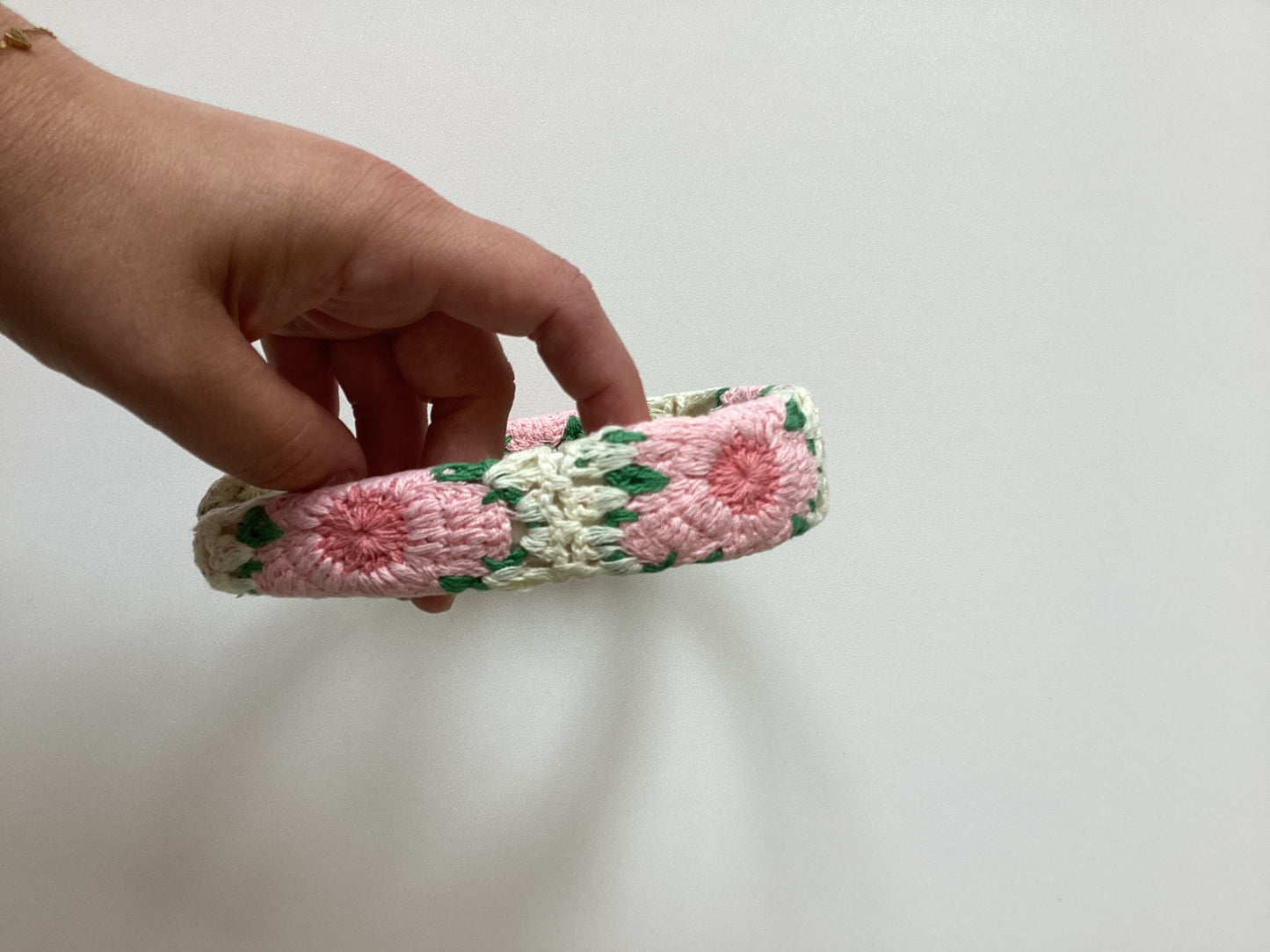 Floral Knitted Headband - Pink/Green
