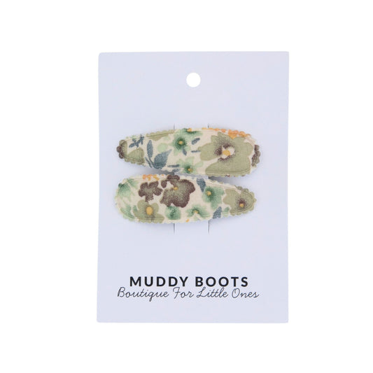 Green Meadow Floral Toddler Hair Clips