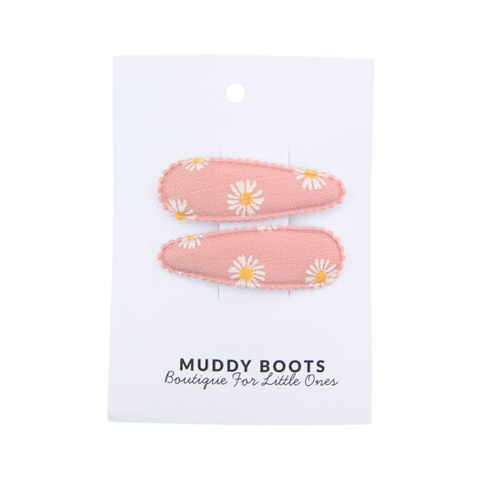 Pink Daisy Toddler Hair Clips