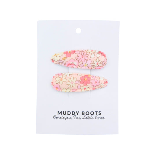 Pink Floral Toddler Hair Clips