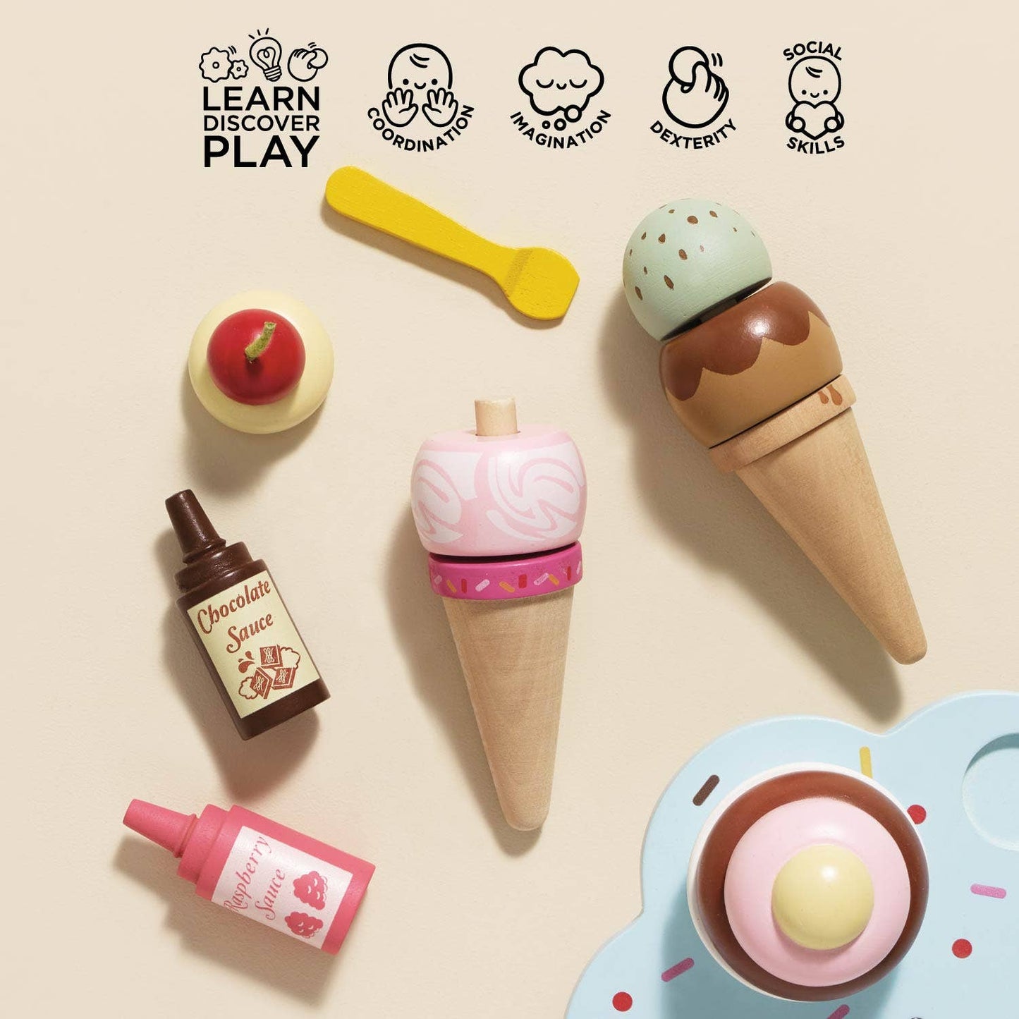 Le Toy Van - Wooden Ice Cream Stand & Toppings