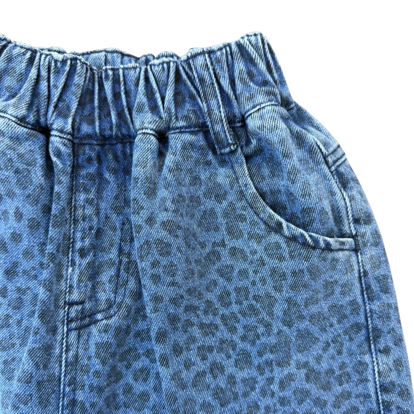 Denim Leopard Wide-Leg Jeans