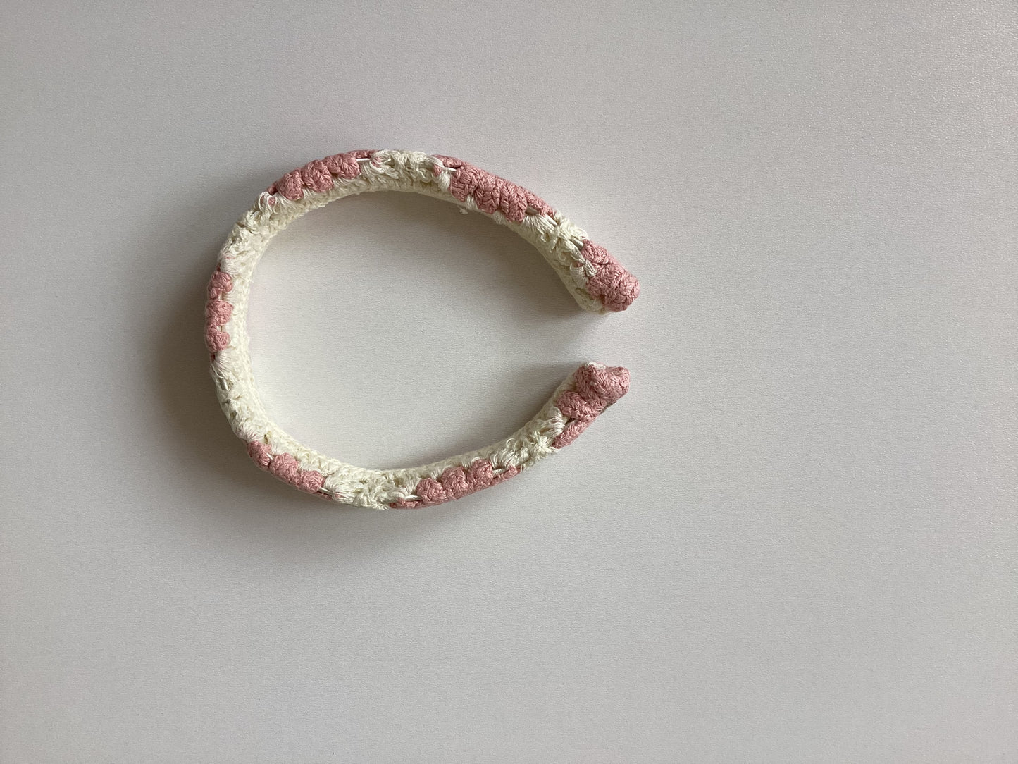 Knitted Floral Headband - Pink/cream