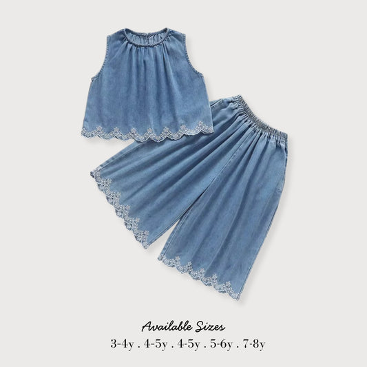 Girls’ Embroidered Denim Set
