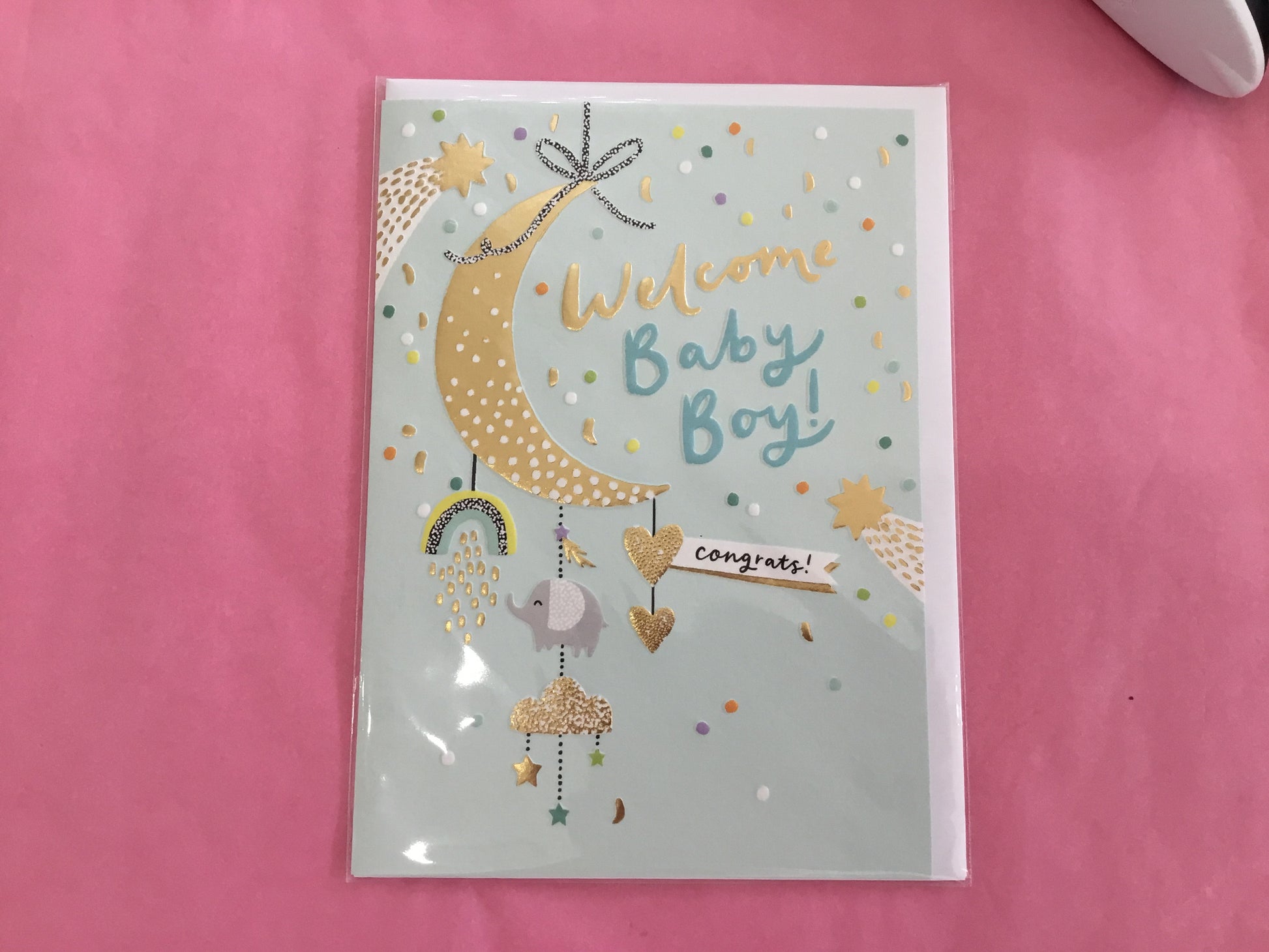 Welcome Baby Boy Card - Muddy Boots Home UK