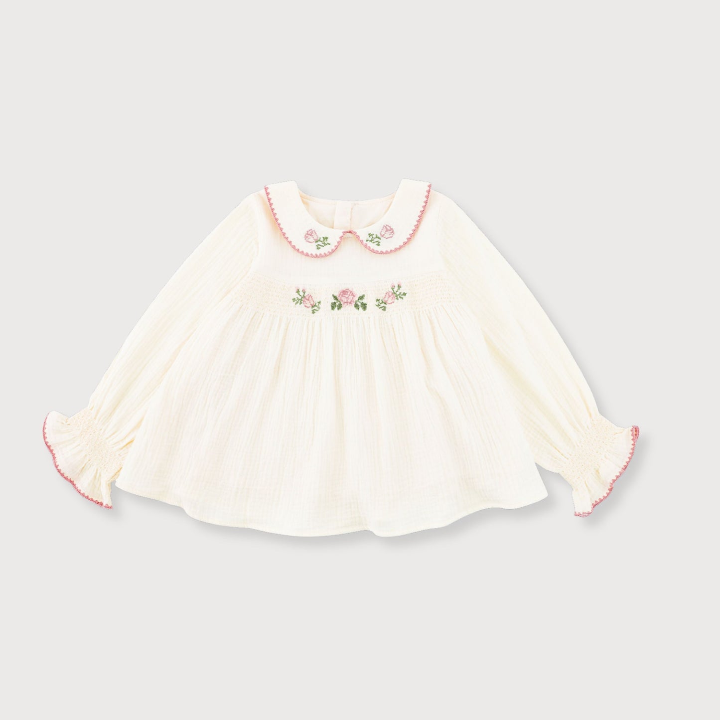 Cream Floral Embroidered Blouse