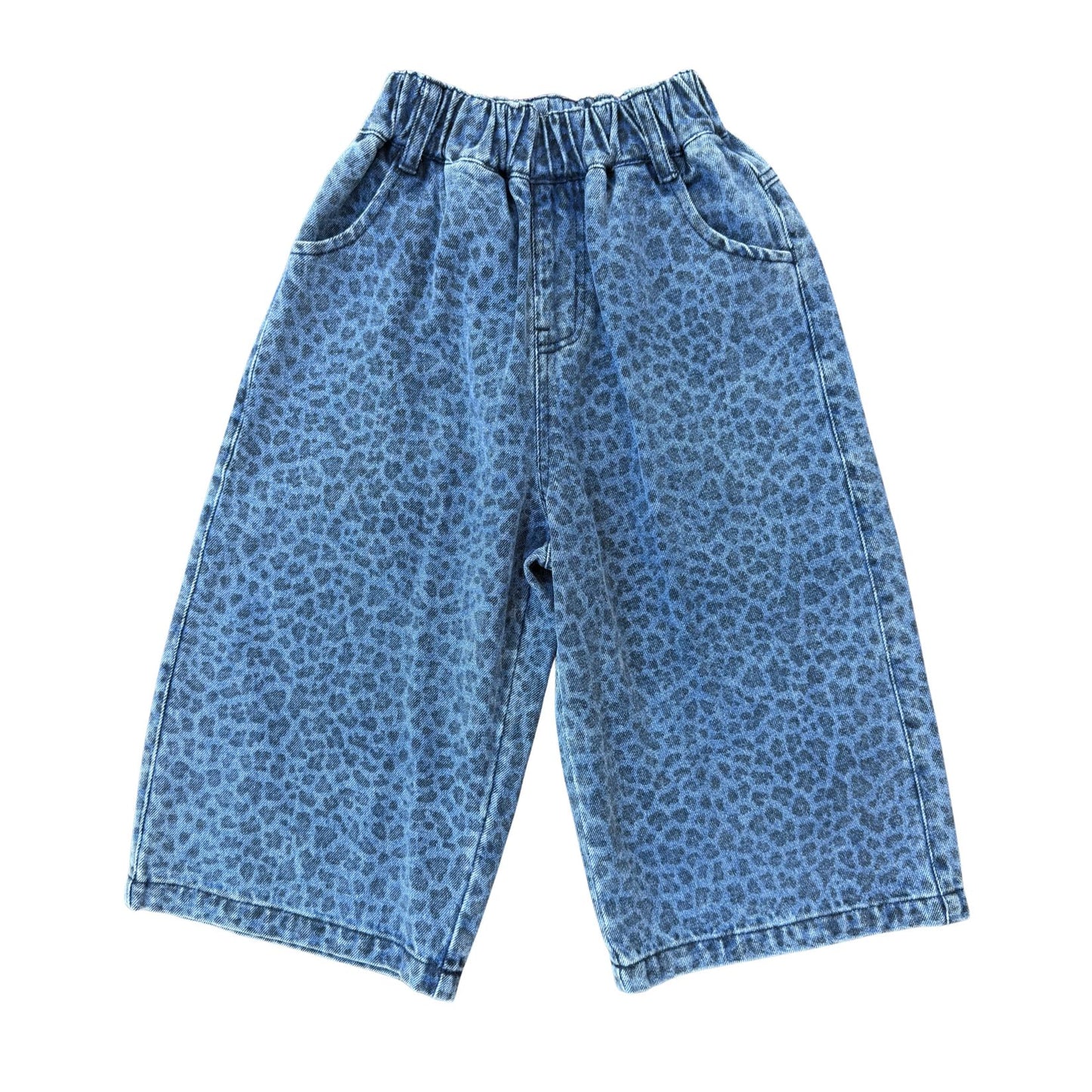 Denim Leopard Wide-Leg Jeans