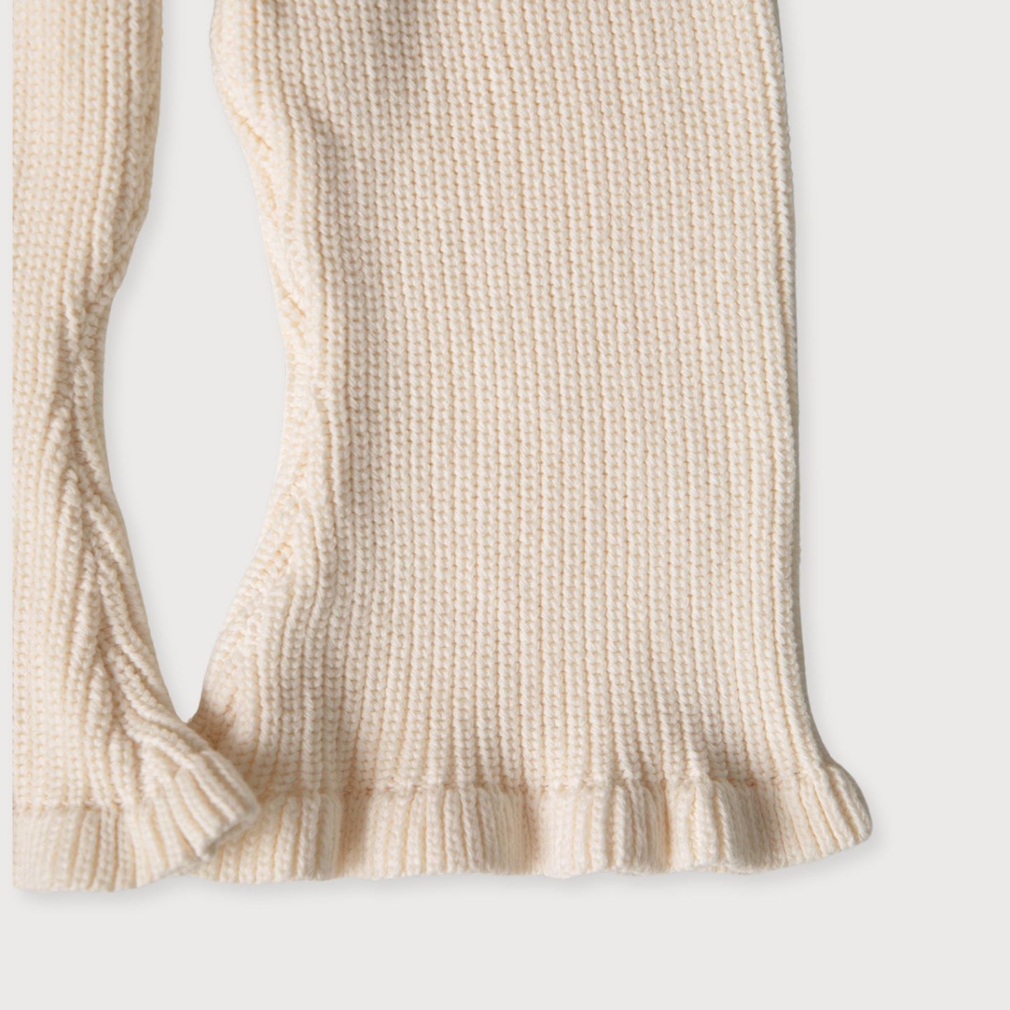 Cream Knit Trousers with Frill Hem