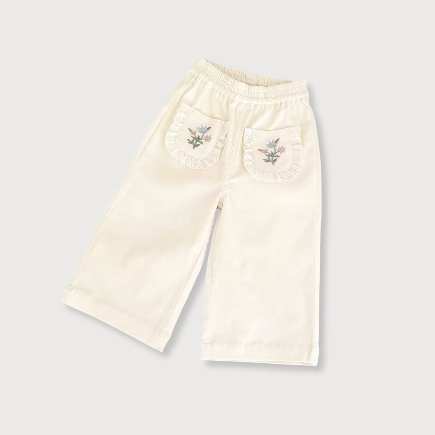 Cream Floral Pocket Trousers