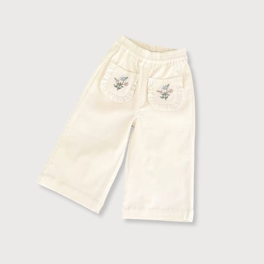 Cream Floral Pocket Trousers