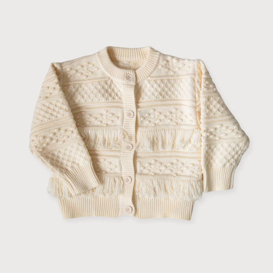 Cream Fringe Cardigan