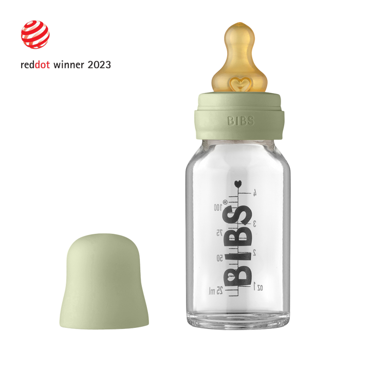 BIBS Baby Glass Bottle Complete Set Latex 110ml - Muddy Boots Home UK
