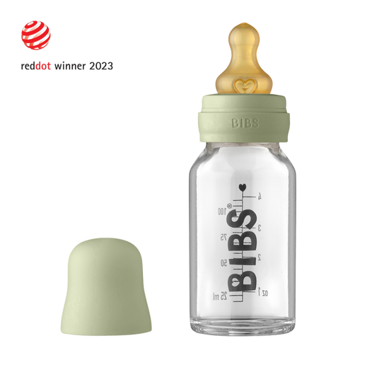 BIBS Baby Glass Bottle Complete Set Latex 110ml - Muddy Boots Home UK