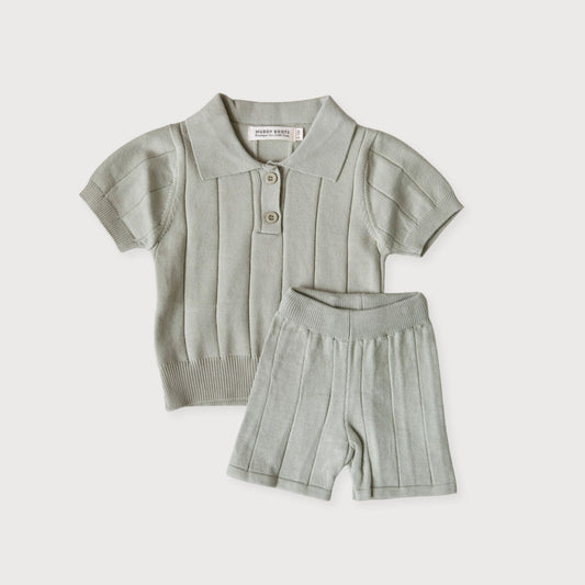 Sage Knit Polo Set
