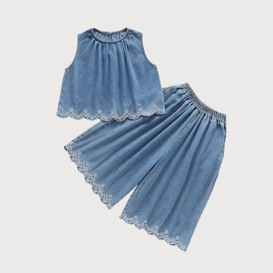 Girls’ Embroidered Denim Set
