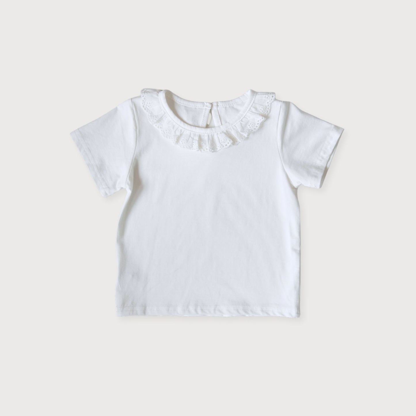 White Broderie Collar T-Shirt