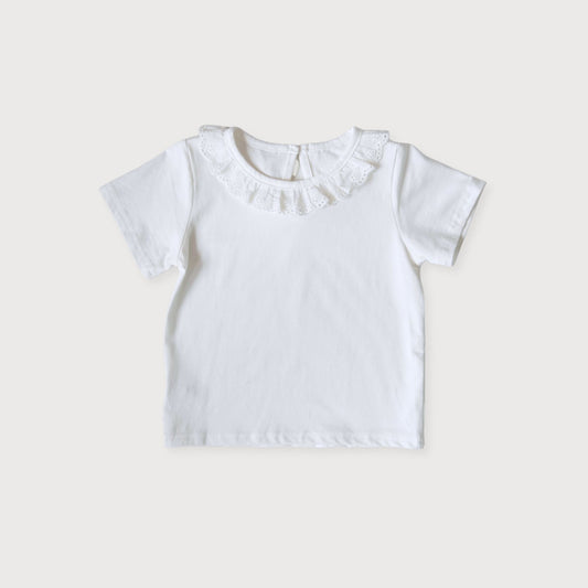 White Broderie Collar T-Shirt