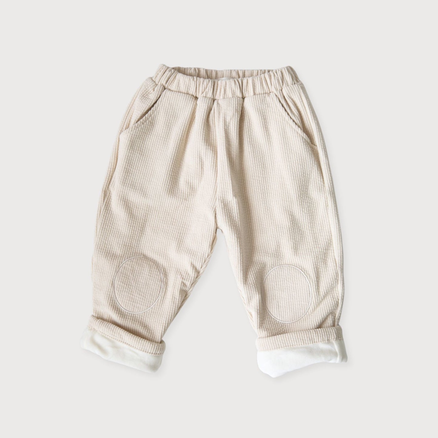 Cream Cord Trousers with Knee Patches