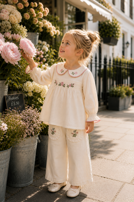 Cream Floral Embroidered Blouse