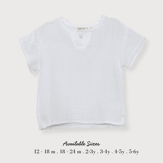 Muslin Cotton Notch Neck Top