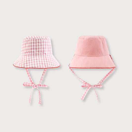 Pink Reversible Gingham Sun Hat