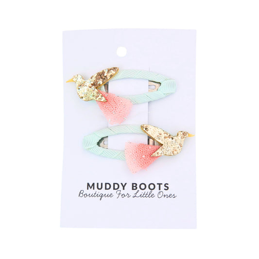 Gold Bird Toddler Hair Clips