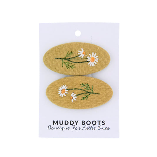 Mustard Daisy Toddler Hair Clips