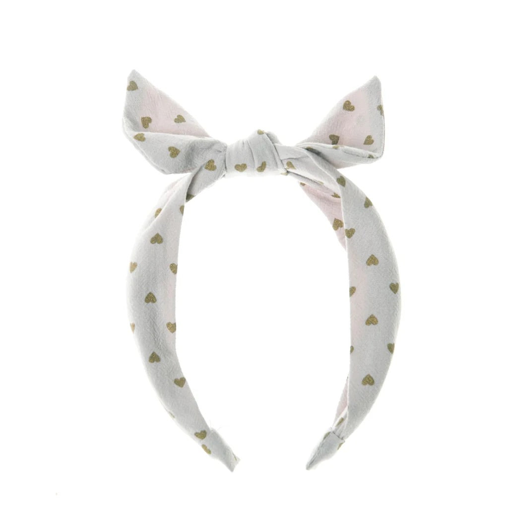 Scattered Hearts Tie Headband Ivory - Muddy Boots Home UK