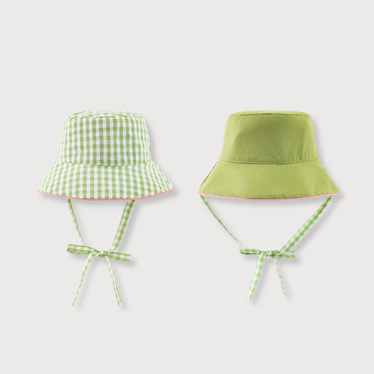 Green Reversible Gingham Sun Hat