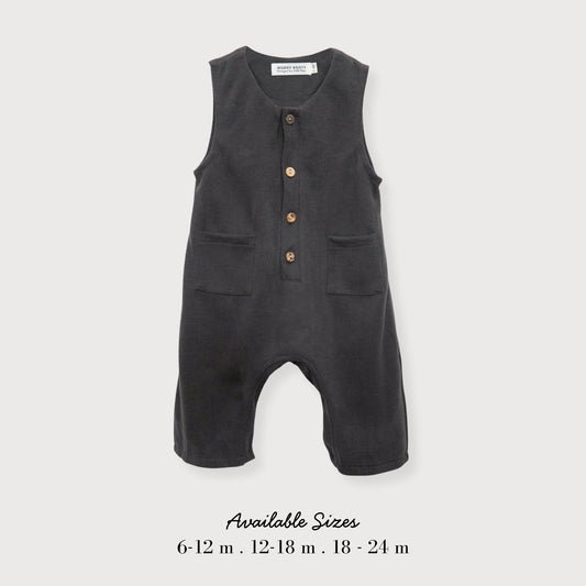 Charcoal Cotton Pocket Romper