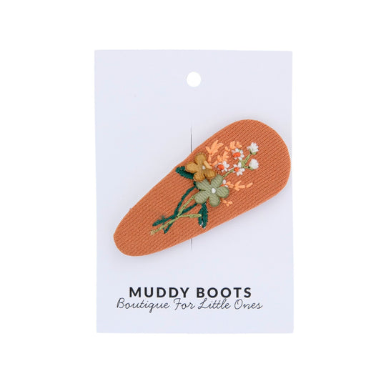 Rust Floral Toddler Hair Clip
