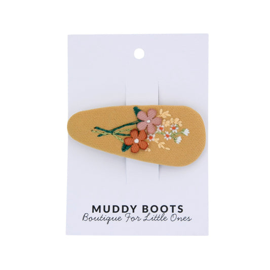 Mustard Floral Toddler Hair Clip