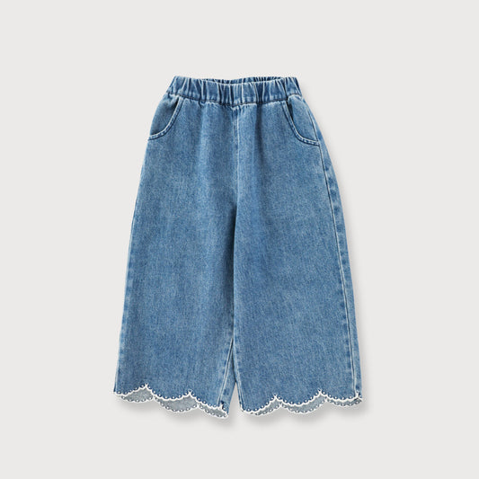 Girls Soft Denim Wide Leg Jeans