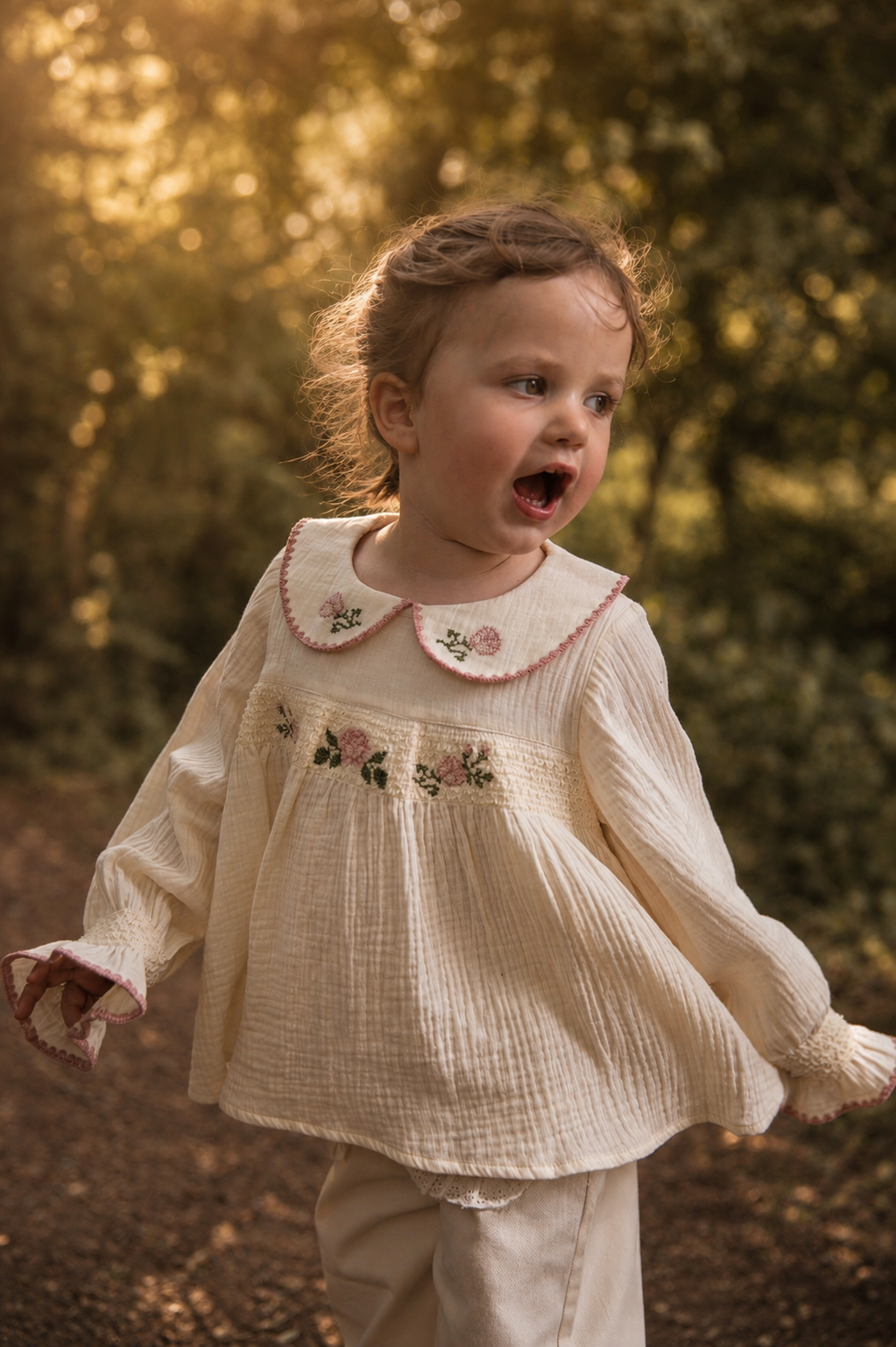 Cream Floral Embroidered Blouse