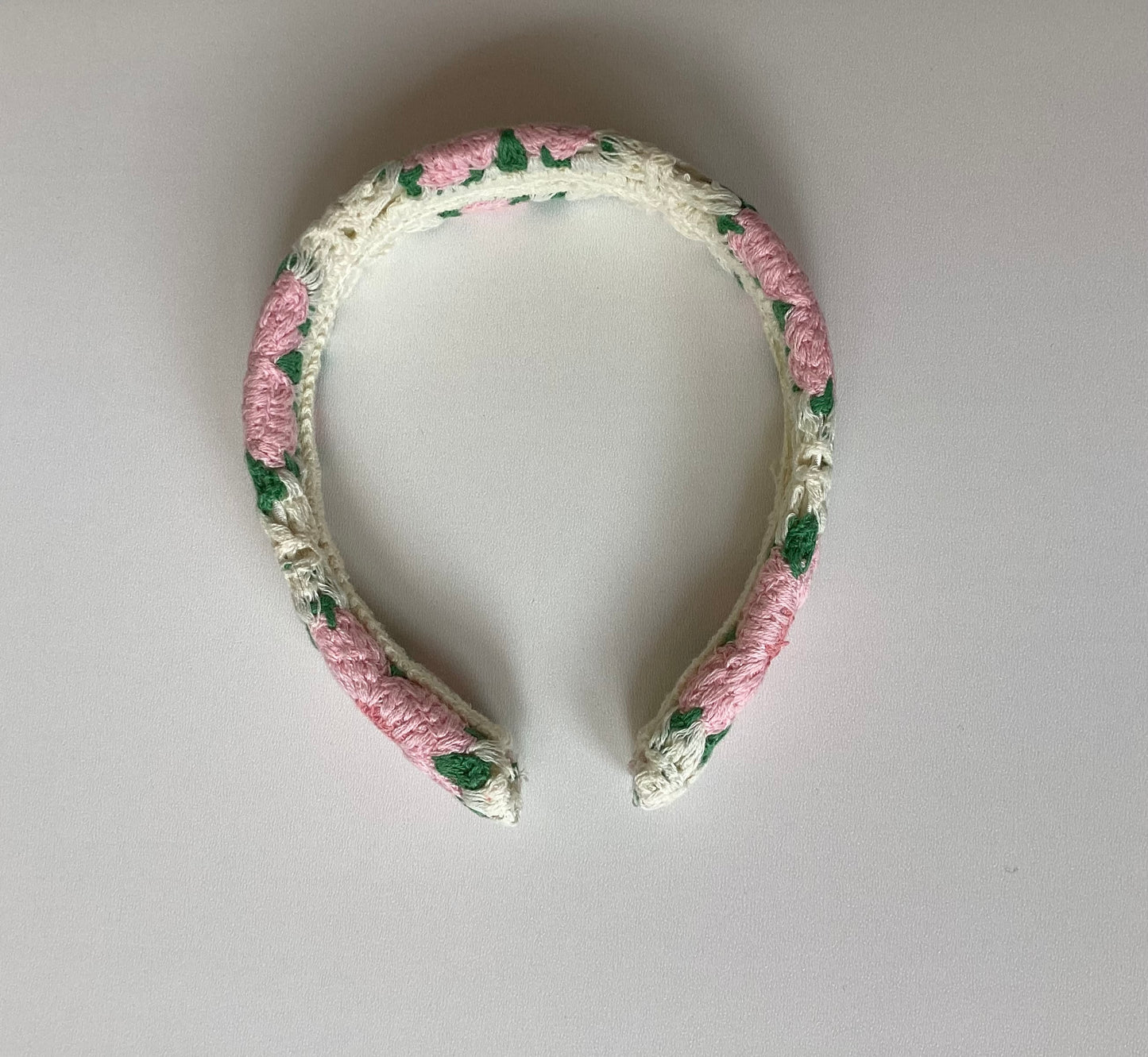 Floral Knitted Headband - Pink/Green
