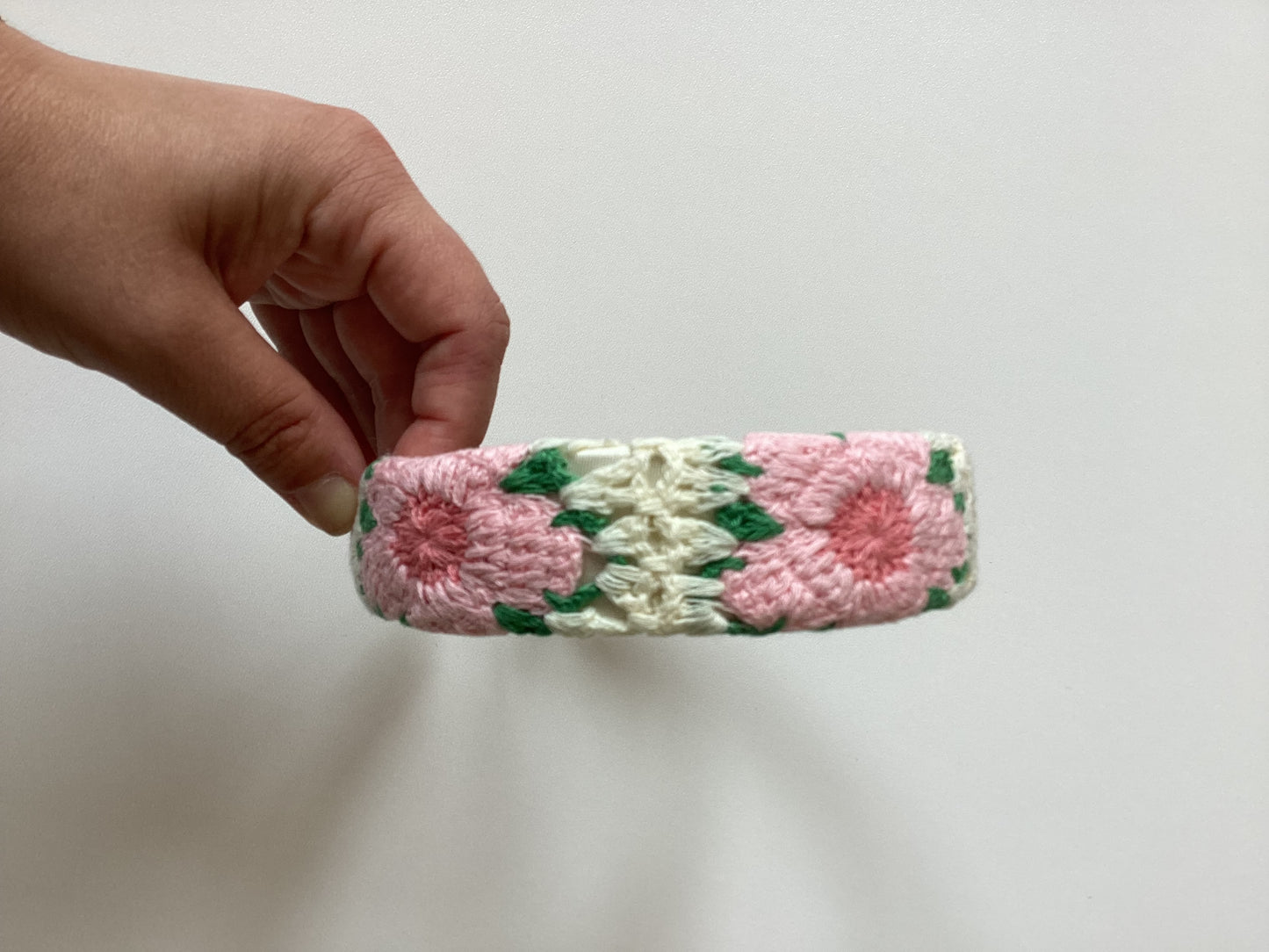 Floral Knitted Headband - Pink/Green