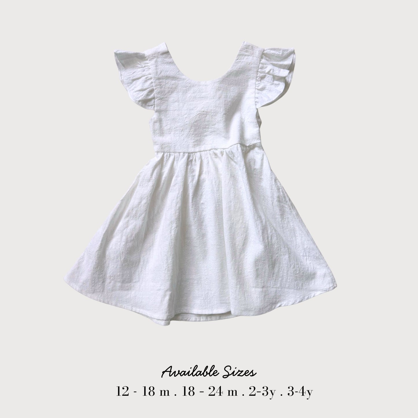 White Cotton-Linen Dress with Tie Back