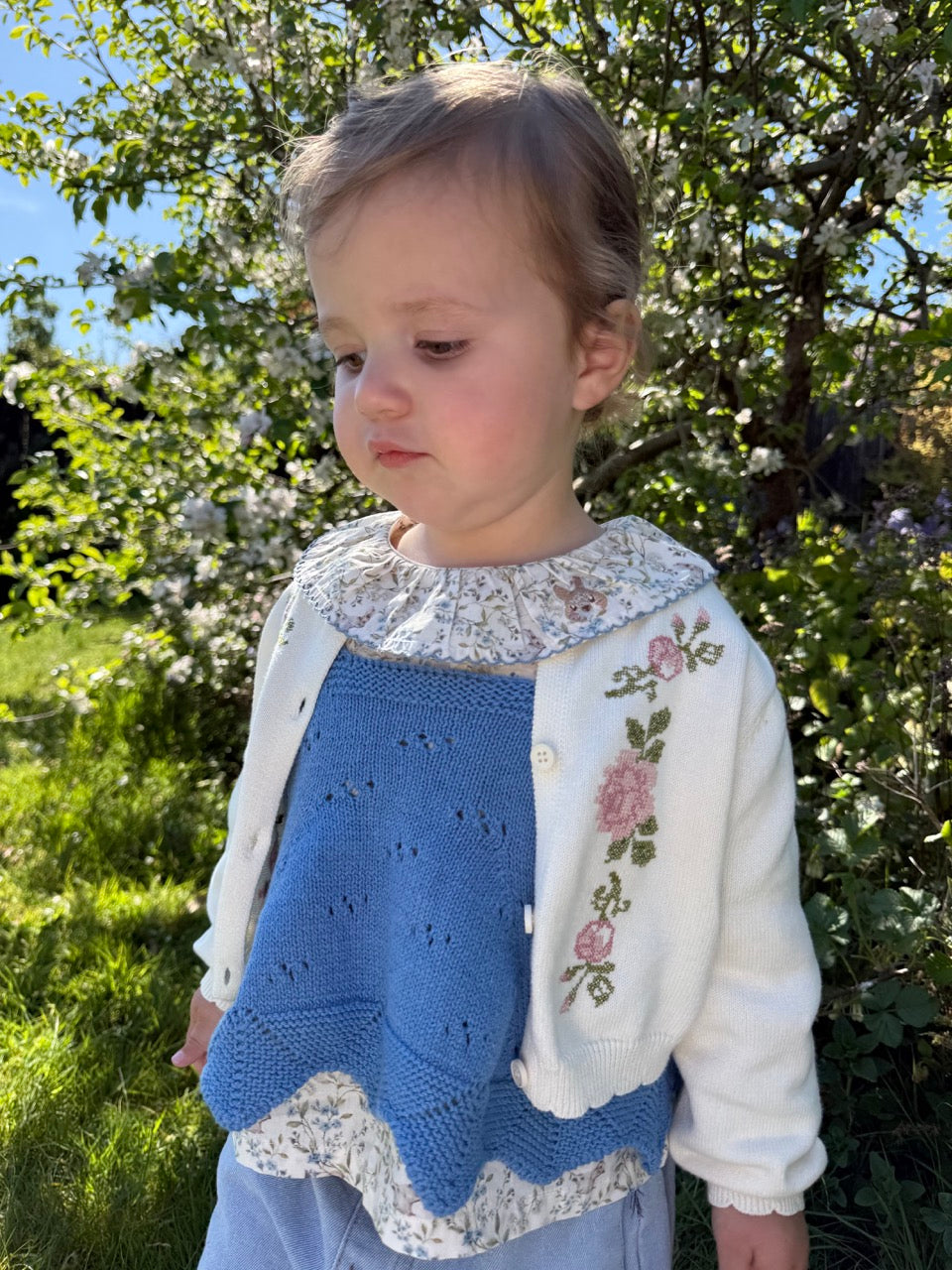 Blue Cotton Knit Vest Top