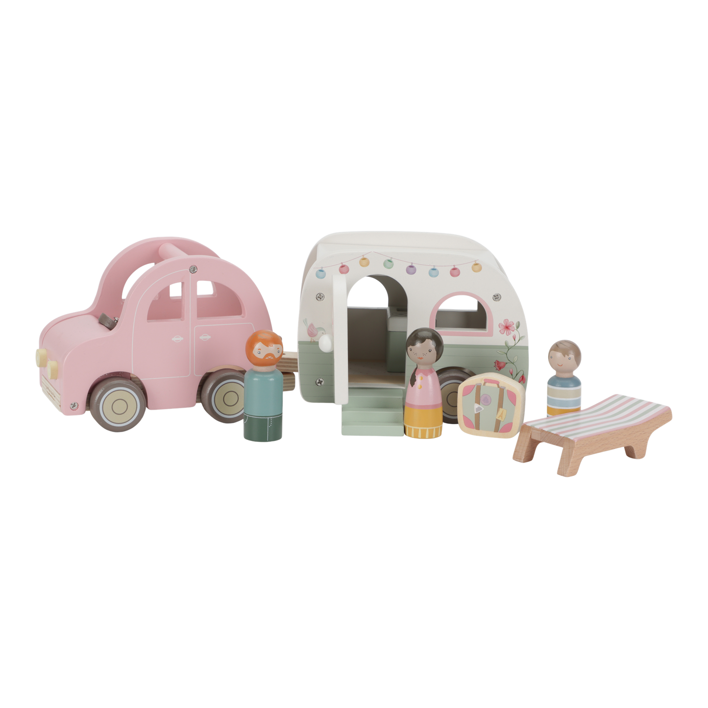 Toy Car with Caravan – Wooden Playset