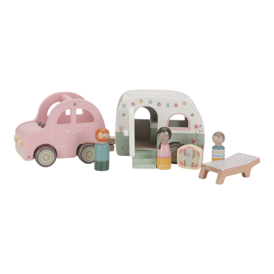 Toy Car with Caravan – Wooden Playset