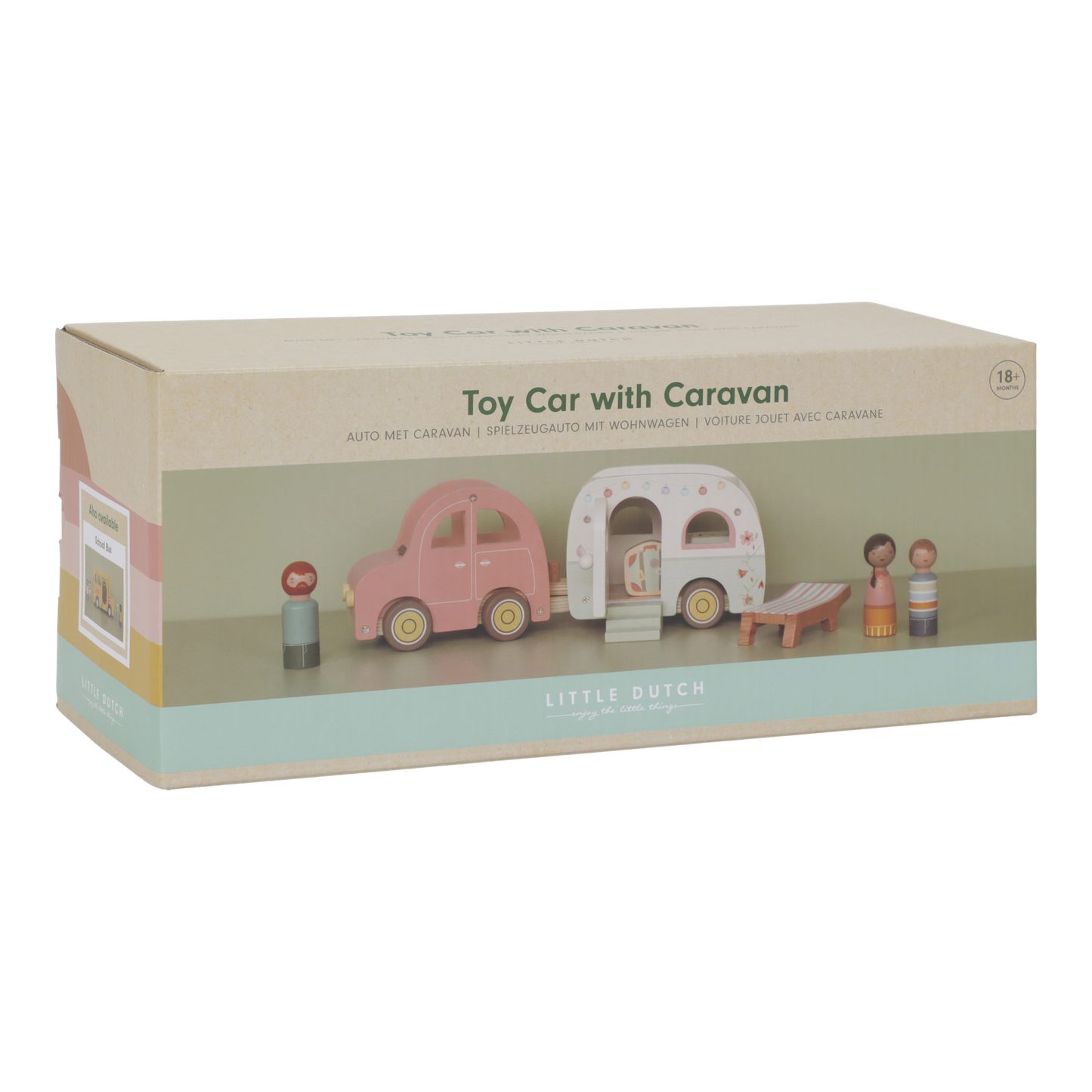 Toy Car with Caravan – Wooden Playset