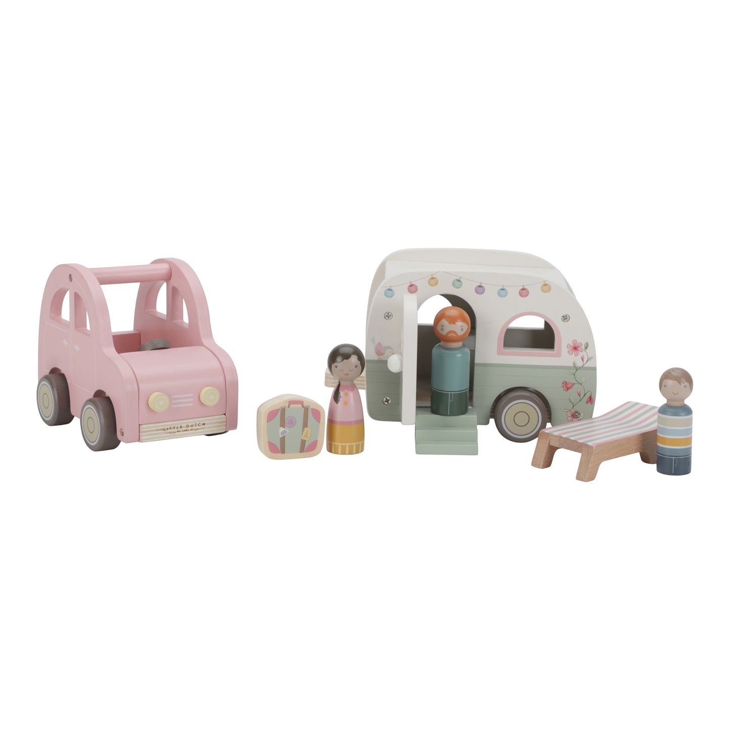 Toy Car with Caravan – Wooden Playset